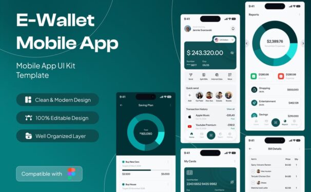 现代电子钱包移动应用APP UI KIT (FIG)