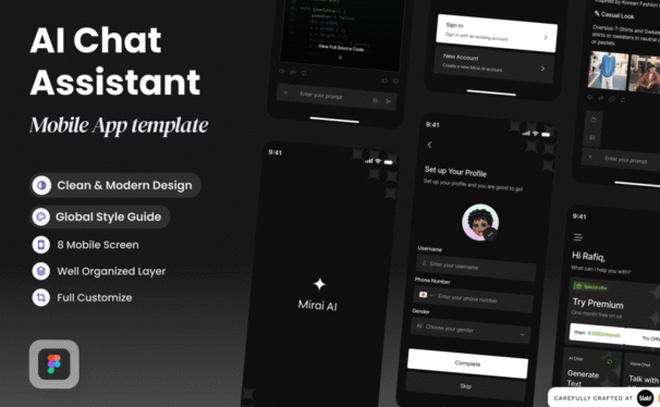 AI聊天移动应用APP UI KIT (FIG)