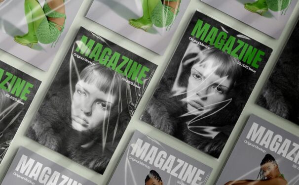 塑料袖A4杂志模型样机 (PSD)