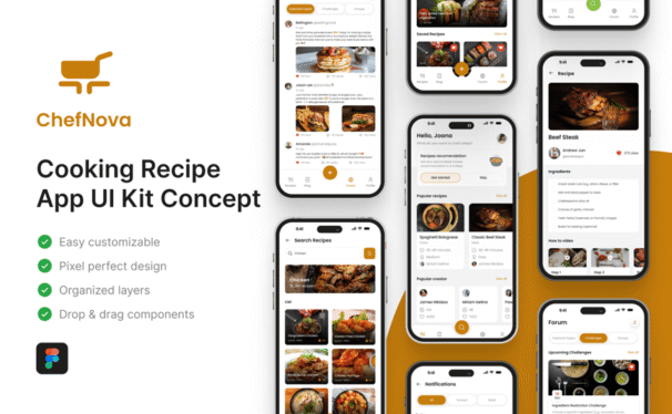 烹饪食谱应用APP UI KIT (FIG)