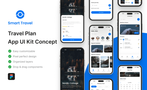 旅行计划移动应用APP UI KIT (FIG)