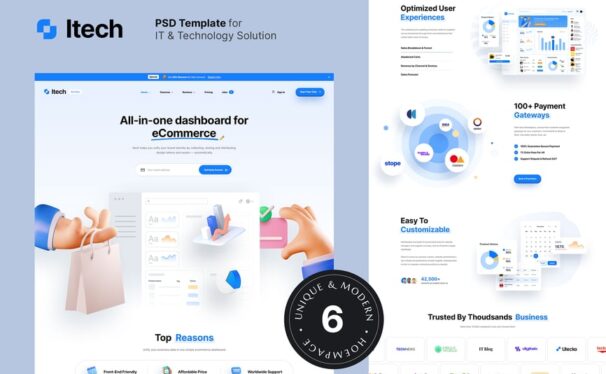 IT和技术解决方案PSD网站模板 (PSD)