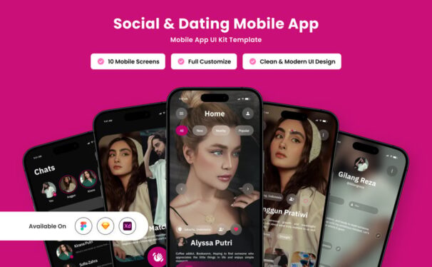 下一代社交约会应用APP UI KIT (FIG,SKETCH,XD)
