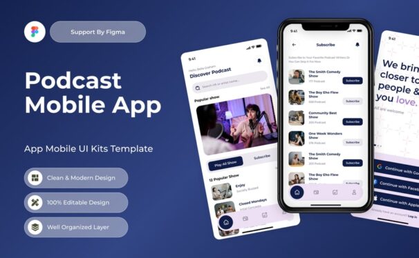 播客移动应用APP UI KIT (FIG)