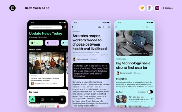 新闻移动APP UI KIT (SKETCH,FIG,XD)
