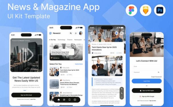 新闻应用APP UI KIT (FIG,PSD,SKETCH)