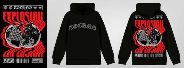 文字分裂地球印花图案服饰设计矢量素材[eps]