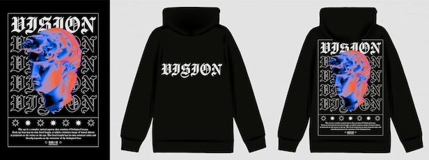 热成像器效果大卫雕像科技文本视觉印花图案服饰设计矢量素材[eps]