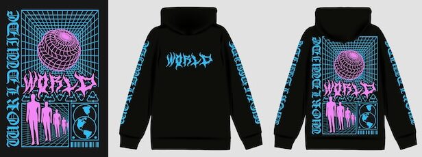 文字世界进化科技风格时尚印花街头服饰连帽衫印花素材[eps]