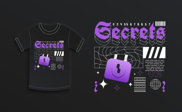 秘密概念街头服饰插画手绘设计T恤图案[ai,eps]