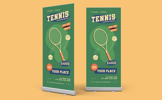 网球锦标赛汇总易拉宝海报设计 (AI,EPS,JPG,PNG)