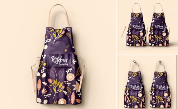 厨房围裙样机套装样机 (PSD)