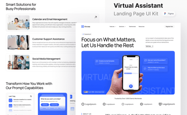 虚拟助理着陆页网页模板 (FIG)