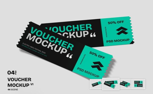 门票凭证卷01-模型样机 (PSD)