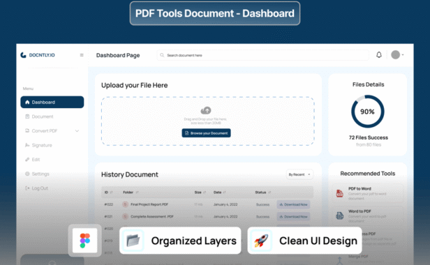 PDF工具文档仪表板网页UI模板 (FIG)