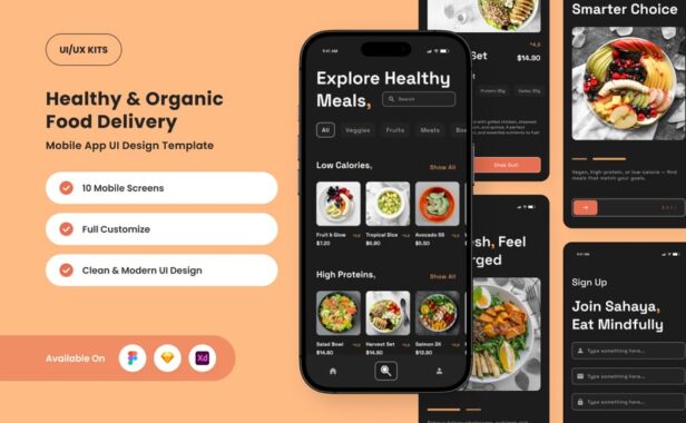 饮食计划应用APP UI KIT (FIG,SKETCH,XD)