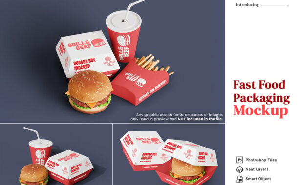 快餐包装模型样机 (PSD)