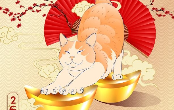 金元宝猫2023年新年快乐插画素材[eps]