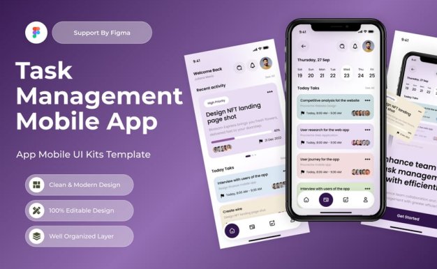 任务管理移动应用APP UI KIT (FIG)