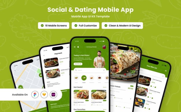 基于植物的送货应用APP UI KIT (FIG,SKETCH,XD)