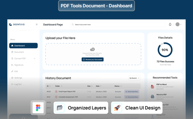 PDF工具文档仪表板网页UI模板 (FIG)