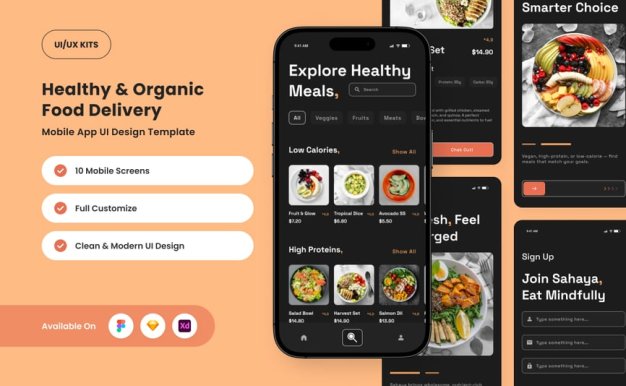 饮食计划应用APP UI KIT (FIG,SKETCH,XD)