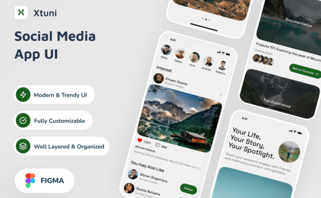 社交媒体应用APP UI KIT (FIG)