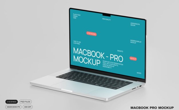 MacBook Pro电脑模型样机 (PSD,PDF)