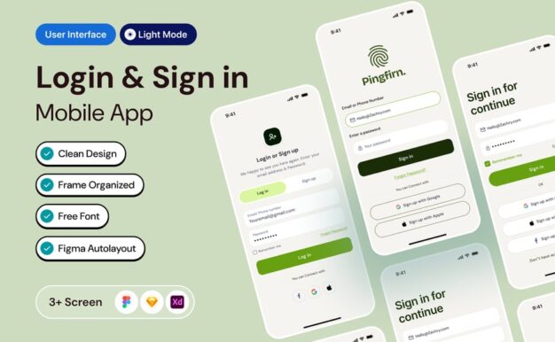 登录移动应用APP UI KIT (FIG,SKETCH,XD)