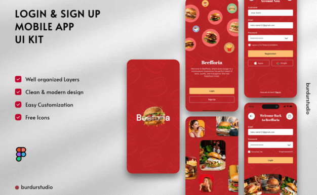 登录并注册移动应用APP UI KIT (FIG)