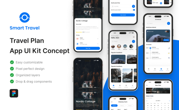 旅行计划移动应用APP UI KIT (FIG)