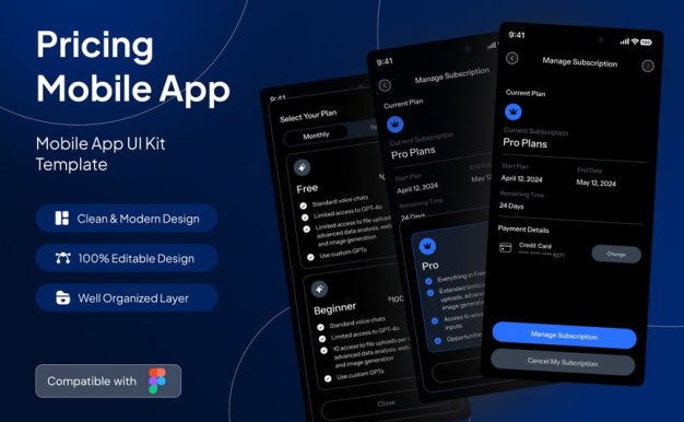 定价页移动应用APP UI KIT (FIG)