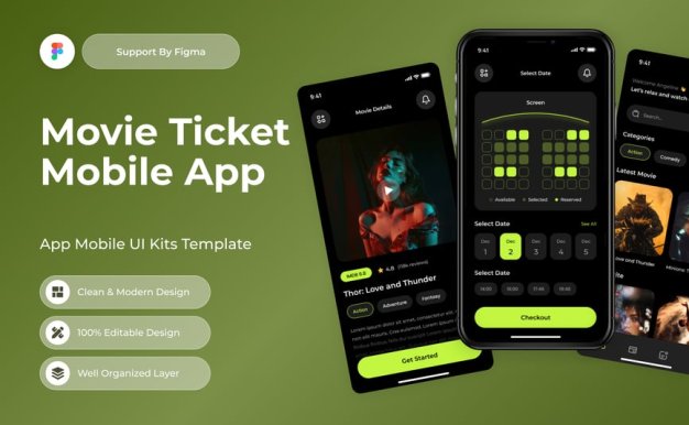 电影售票移动应用APP UI KIT (FIG)