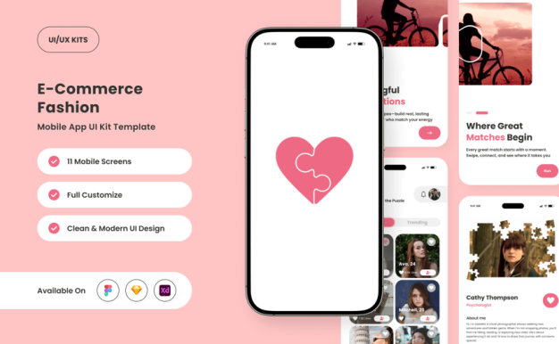 极简和时尚约会应用APP UI KIT (FIG,SKETCH,XD)
