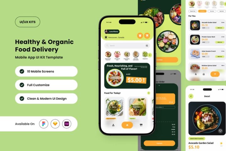 绿色生活食品应用APP UI KIT (FIG,SKETCH,XD) – 蜜芽设计 – 优质平面设计资源素材免费下载
