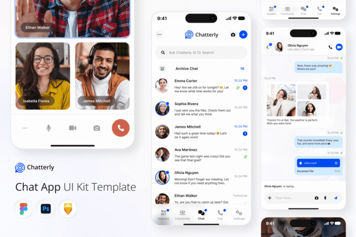 聊天移动应用APP UI KIT (FIG,PSD,SKETCH) – 蜜芽设计 – 优质平面设计资源素材免费下载