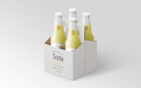 9种颜色苏打水饮料可乐瓶子玻璃瓶包装盒子样机