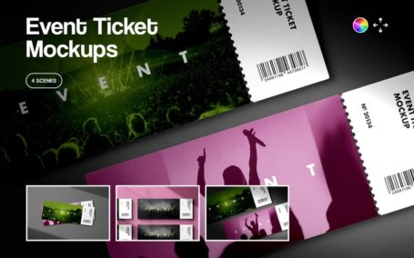活动门票设计模型场景样机 (PSD)