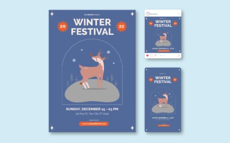 冬季节日海报传单集 (AI,EPS)