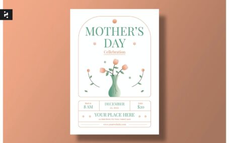 高品质的时尚高端清新简约多用途的母亲节宣传单海报设计模板-AI, EPS, PSD