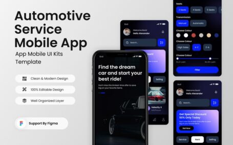 汽车服务移动应用APP UI KIT (FIG)