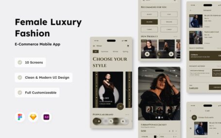 时尚电子商务移动应用APP UI KIT (FIG,SKETCH,XD)