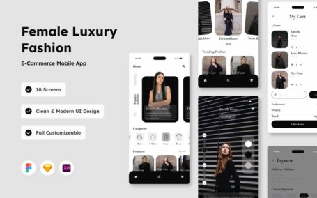 时尚电子商务移动应用APP UI KIT (FIG,SKETCH,XD)