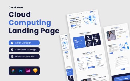 云计算登陆页面网页模板 (FIG,PSD,SKETCH,XD)