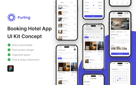 预订酒店移动应用 APP UI KIT (FIG)