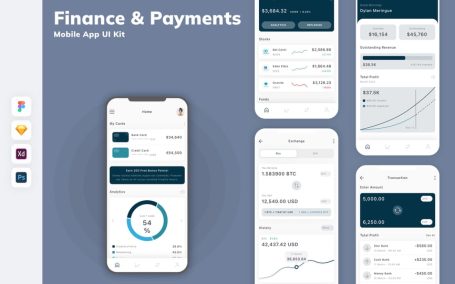 金融与支付移动应用 APP UI KIT (SKETCH,FIG,XD,PSD)