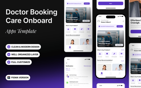 医生预订护理 – 移动应用APP UI KIT (FIG)