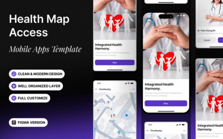 健康地图访问 – 移动应用APP UI KIT (FIG)