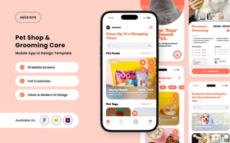 宠物健康与美容应用APP UI KIT (FIG,SKETCH,XD)