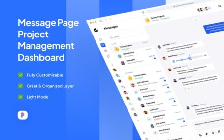 消息页面项目管理仪表盘网页UI模版 (FIG)